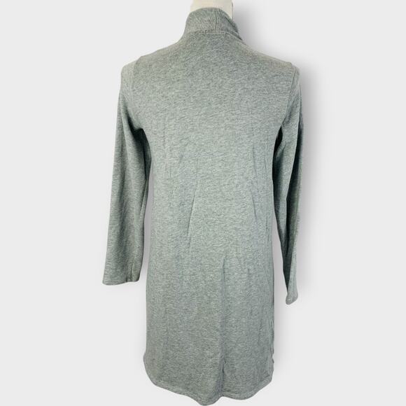 Pure Jill Cardigan Long Lagenlook Gray Pocket Open Front Size Small Petite PS - Picture 3 of 8